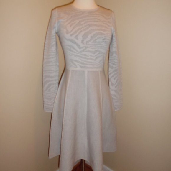 Hugo Boss Wool Knit Grey Flaiza Fit n Flare Dress - Picture 2 of 8